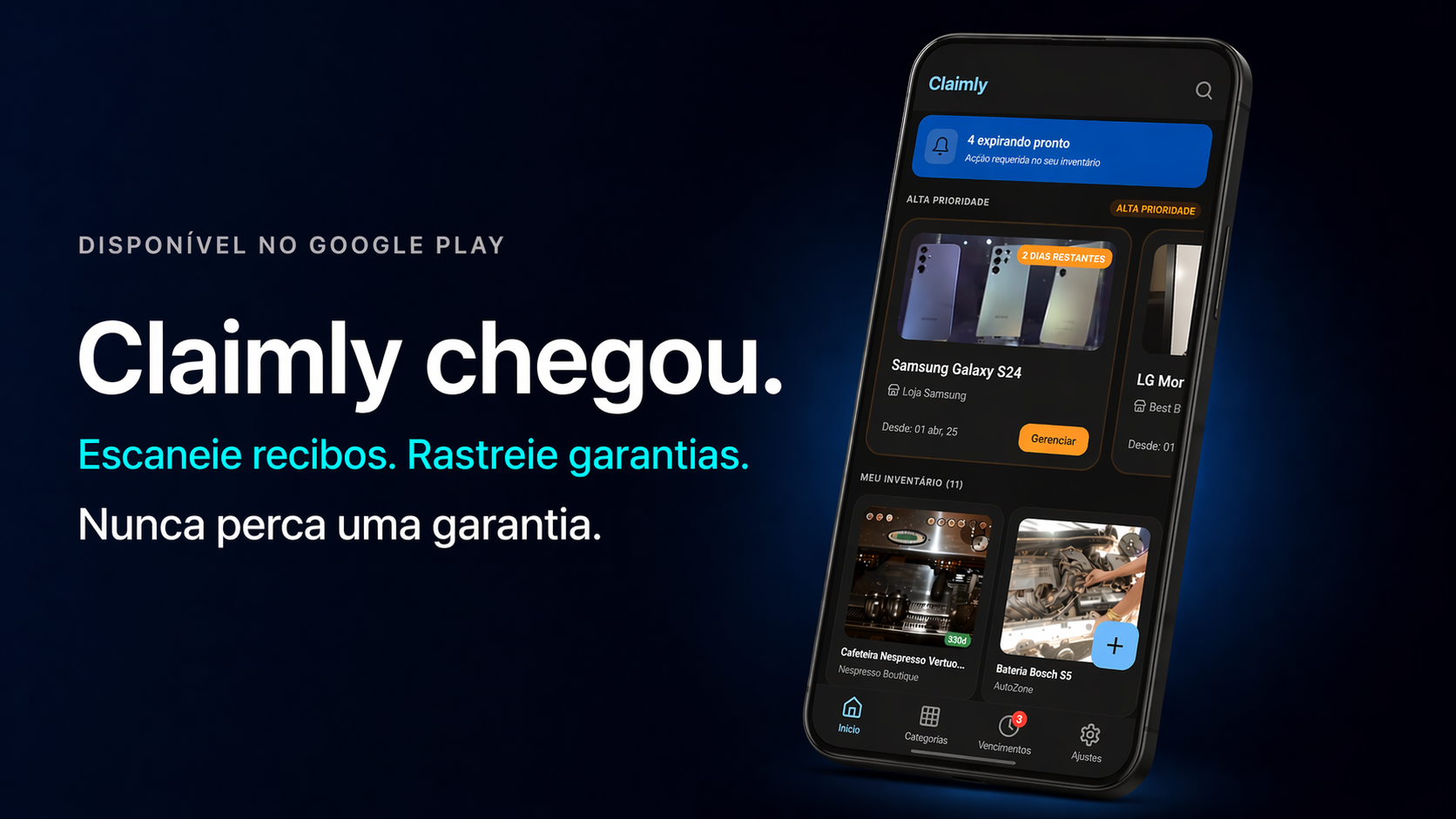 Claimly agora está no Google Play: rastreador de garantias com OCR