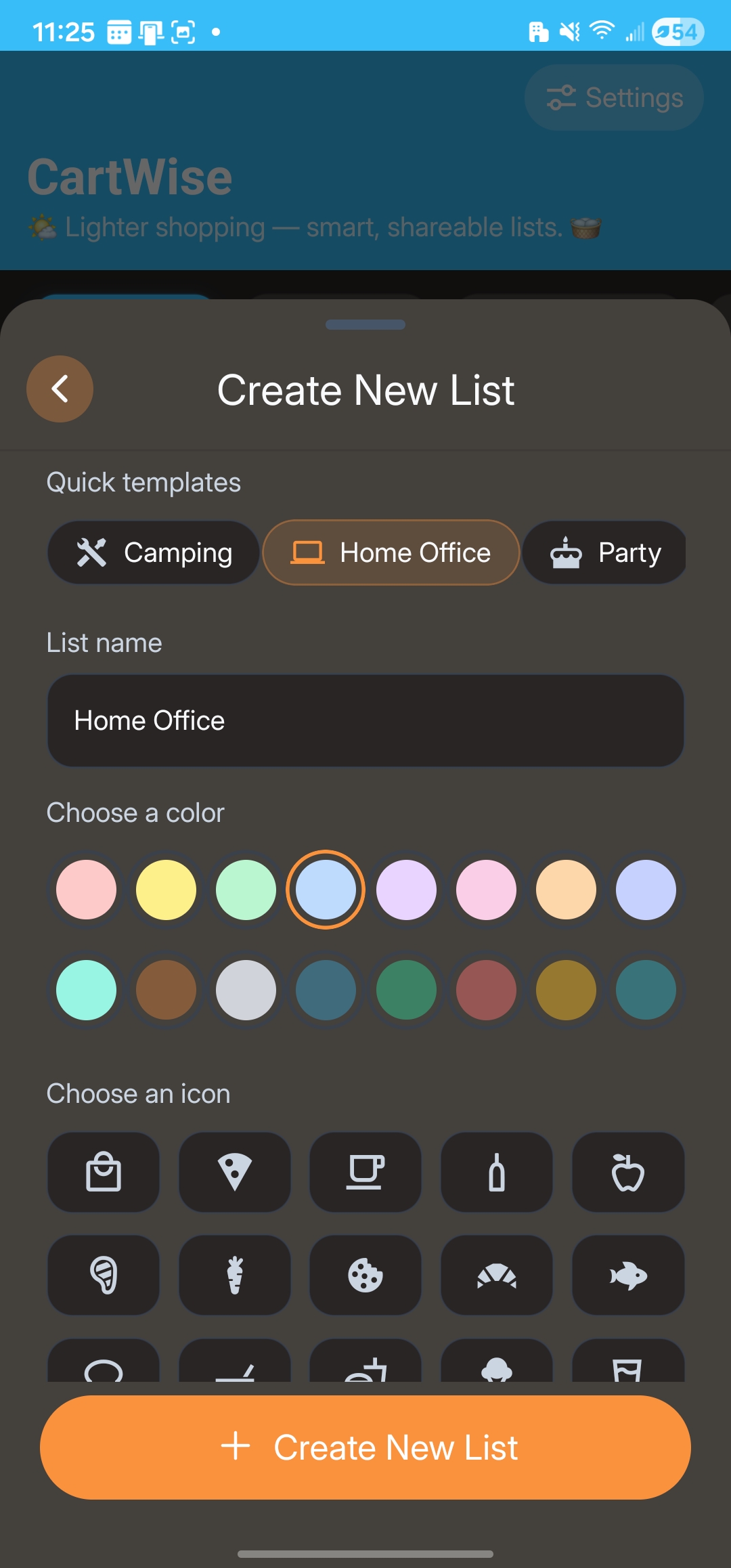 CartWise create list